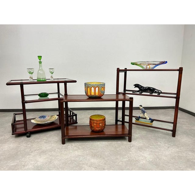 Mid-century modern bamboo side table by Gervasoni in very nice original condition with signs of use. Gervasoni is an...