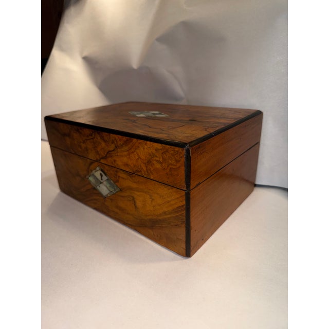 19th Century English Sewing or Jewelry Box With Mother of Pearl Inlay For Sale - Image 11 of 11