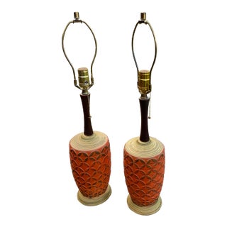 Vintage Mid Century Modern Brutalists Table Lamp Set of 2 For Sale