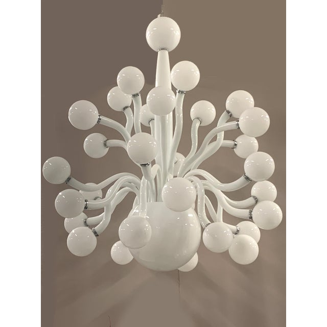 Mid-Century Modern Huge Contemporary Pop Milky-White Murano Glass Chandelier by Simoeng For Sale - Image 3 of 5