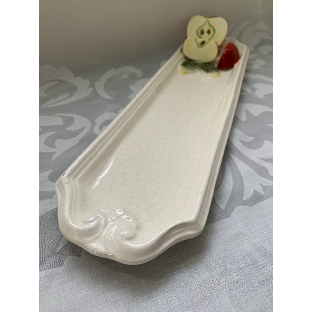 Ceramic Rectangle Plate With 3-D Red Apple Motif 15.5 X 4" by Kaldun & Bogle, Incredibly crisp glaze, the apples and green...