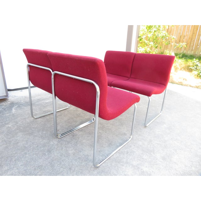 Mid Century Modern ~ Chrome Modular Scoop Side Chairs Set of 4 ~ Milo Baughman Style For Sale - Image 9 of 15