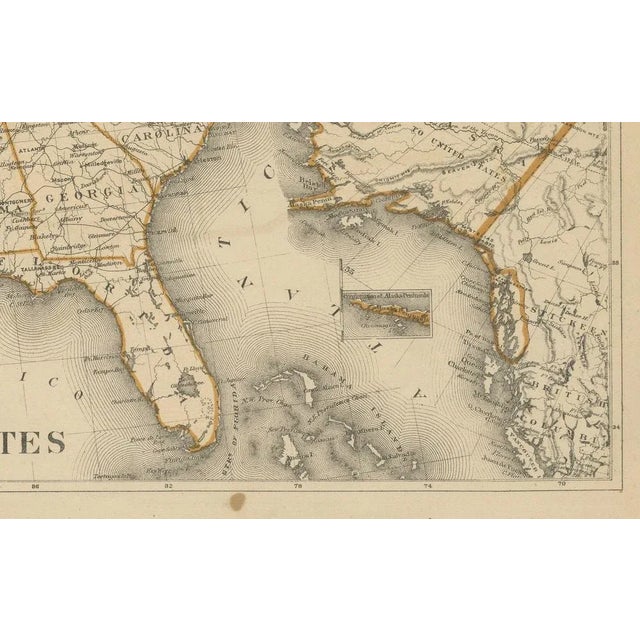 Map of the United States with Territorial Boundaries, 1874 For Sale - Image 3 of 7