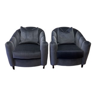 Art Deco Style Mohair Club Chairs - Set of 2 For Sale