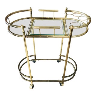 Vintage Brass Bar Cart For Sale