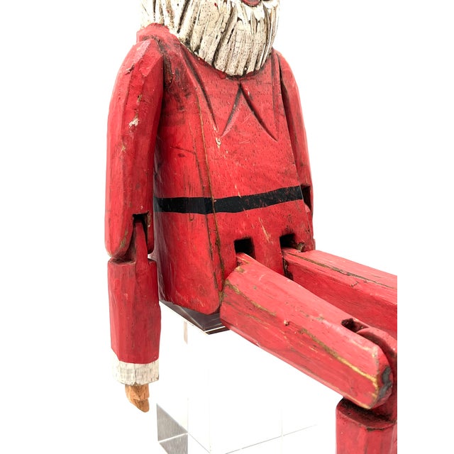 Antique Hand-Carved Santa Claus Edge Stool Figure in Wood & Lacquer, Germany, 1920s For Sale - Image 9 of 13