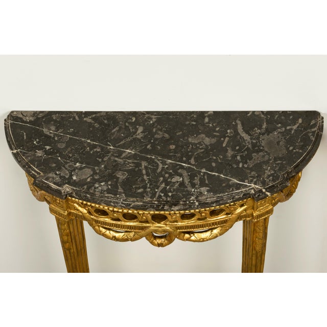 Pair of 18th Century French Louis XVI Giltwood Demilune Tables For Sale In New York - Image 6 of 18