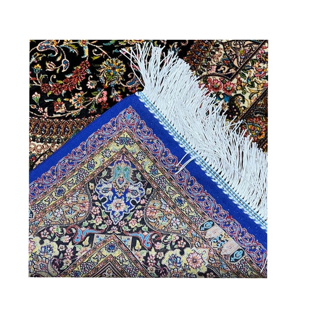 Traditional Persian Qum Silk Machine Made Rug 3’2” X 6’6” For Sale - Image 3 of 5
