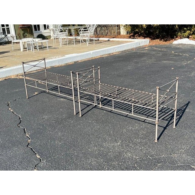 Pair of Silver Colored Iron Benches or Settees For Sale - Image 13 of 17