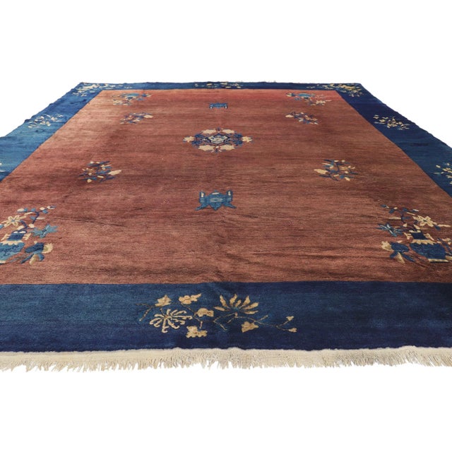 Chinoiserie Early 20th Century Antique Chinese Peking Rug, 09'00 X 11'02 For Sale - Image 3 of 10