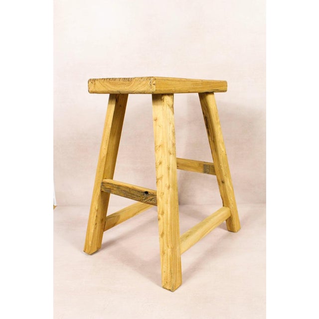Vintage Rustic Stool in Elm For Sale - Image 5 of 5