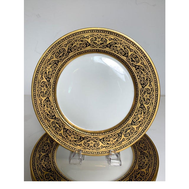 French Black and Gold Service Dinner Plates Set of 6 Chairish