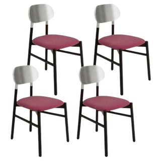 Bokken Upholstered Chairs in Black & Silver, Malva by Colé Italia, Set of 4 For Sale