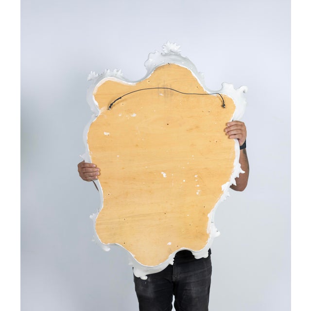 1980s Large Porcelain Wall Mirror, White For Sale In Miami - Image 6 of 12
