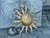 Gold Mid 20th Century Spanish Midcentury Gilt Metal Sunburst Light Fixture with Wavy Rays For Sale - Image 8 of 12