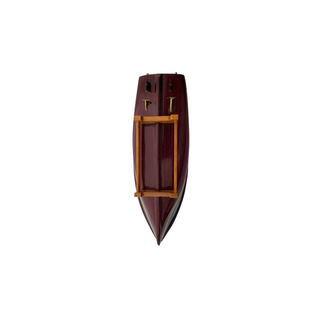 Wood Late 20th Century Boat Model on Stand Small Wooden Luxury Design Vintage Nautical Decor Gift For Sale - Image 7 of 7