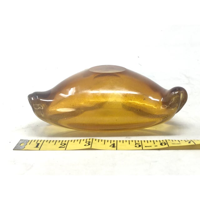 1950s Authentic Murano Amber & Gold Aventurine Glass Ashtray/Dish With Sticker | Carlo Scarpa Style MCM Italian For Sale - Image 5 of 7