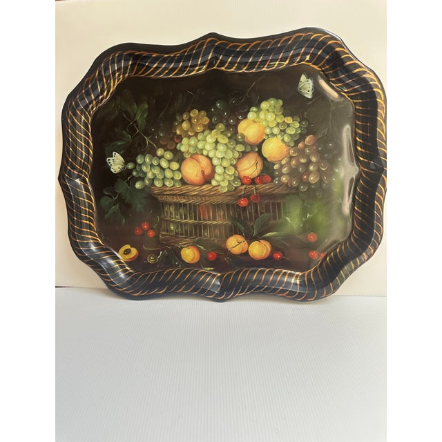 1990s Ian Logan London English Tole Serving Tray 22" X 17" Painting by Mimi Roberts For Sale - Image 4 of 18