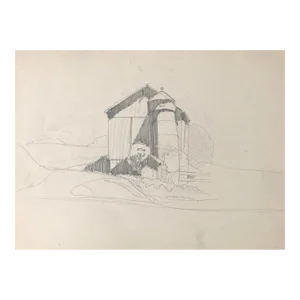 1930s Norman Kent Silo and Barn Drawing