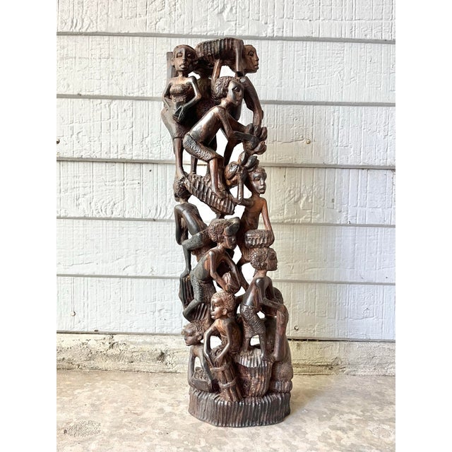 Hand Carved Mpingo African Family Tree of Life Makonde Ujamaa Sculpture 18 3/4” Excellent condition. No damage. Height 18...