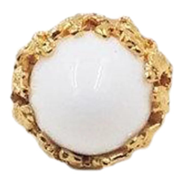 Vintage 1970s Napier Modernist White Cabochon Adjustable Ring For Sale