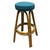This beautifully restored 1950s single-strand "Arched" Rattan bar stool with padded blue cotton-covered seat. The stool...