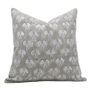 Fabdivine Handmade Block Printed Cushion Cover 14x20 Inch Thick Cotton White-Mashroom For Sale