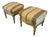 Antique French Upholstered Carved Giltwood Ottomans, 1920, Set of 2 For Sale