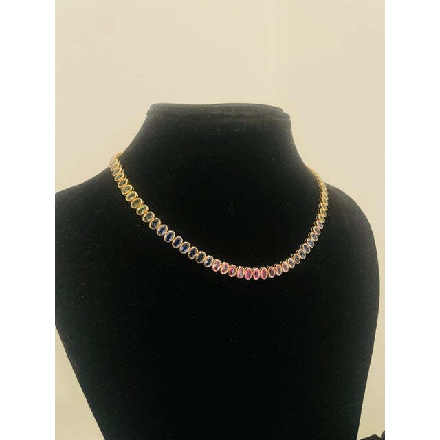 Early 21st Century Natural 18k Gold Multi Sapphire Necklace, 48.06ct, New Design For Sale - Image 5 of 7