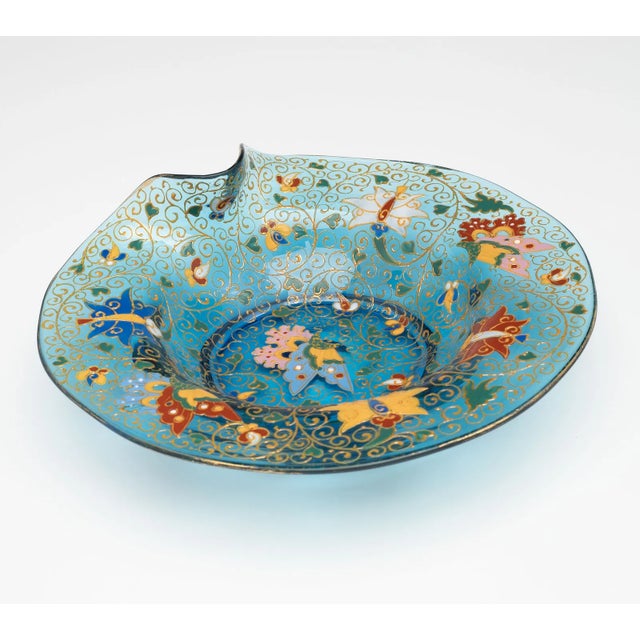 Late 19th Century Moser Turquoise Blue Glass Enameled Butterfly Bowl For Sale In Las Vegas - Image 6 of 17
