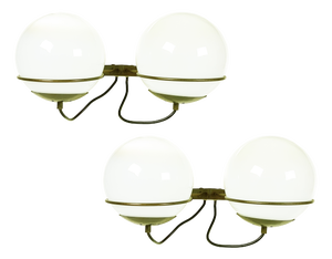 Italian Glass & Brass Model B519 Sconces from Candle, 1960s, Set of 2