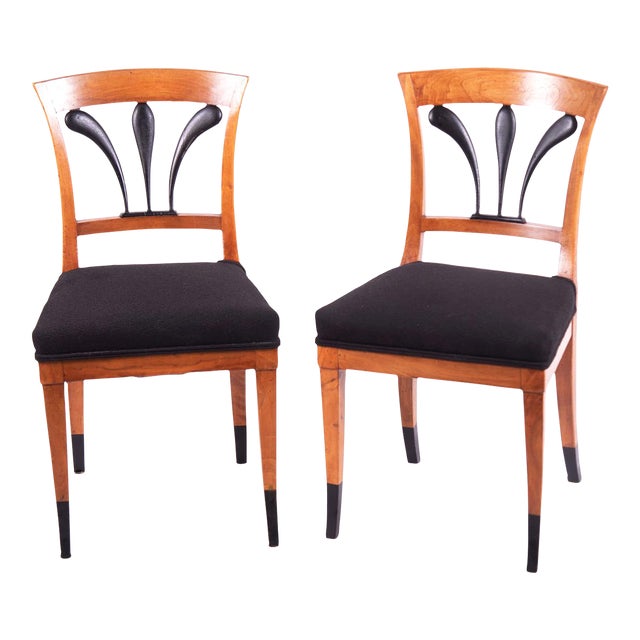 Antique Biedermeier Style Side Chairs, a Pair For Sale