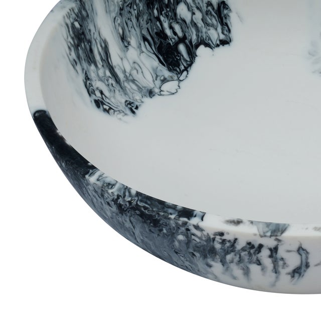 Boho Chic Mera Black & White Resin Serving Bowl For Sale - Image 3 of 4