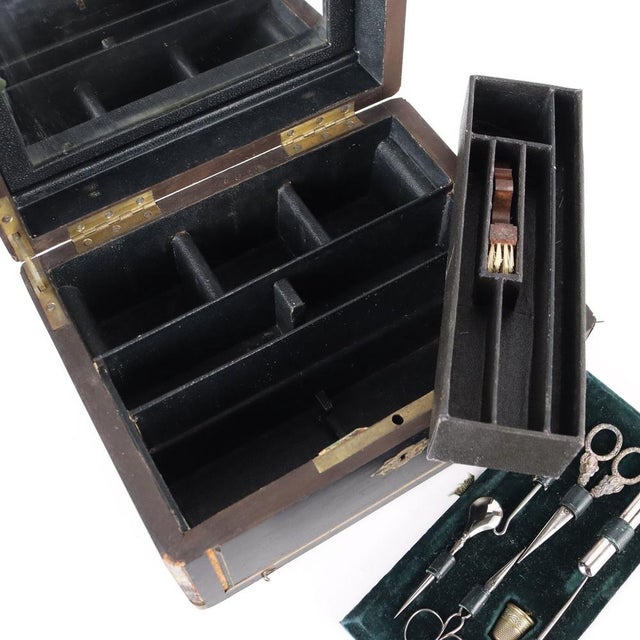 Wood 19th Century Sewing Box in Ebony Veneer For Sale - Image 7 of 15