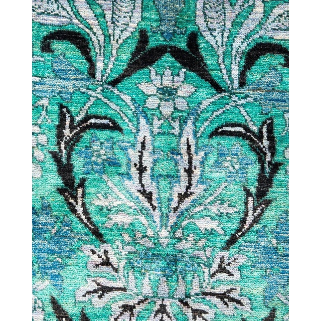 Contemporary Arts & Crafts Collection Hand-Knotted Area Rug - Green Collection 6' 2" x 11' 8" For Sale - Image 3 of 9