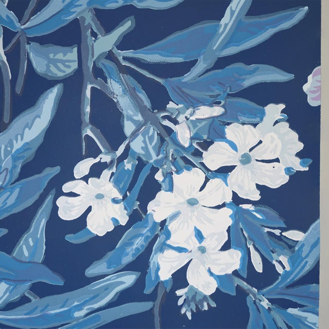 Late 20th Century Late 20th Century Deadstock Ralph Lauren Vinyl Wallpaper- Climbing Oleander in Porcelain-12 Rolls For Sale - Image 5 of 13