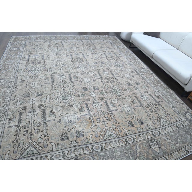 1960s Vintage Persian Handmade Wool Cotton Grey Area Rug For Sale - Image 4 of 11