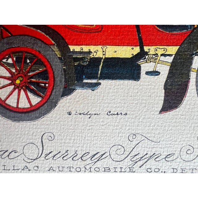 American 1950s Evelyn Cuero "Cadillac Surrey Type Touring Car" 1905 Automobile Print For Sale - Image 3 of 7