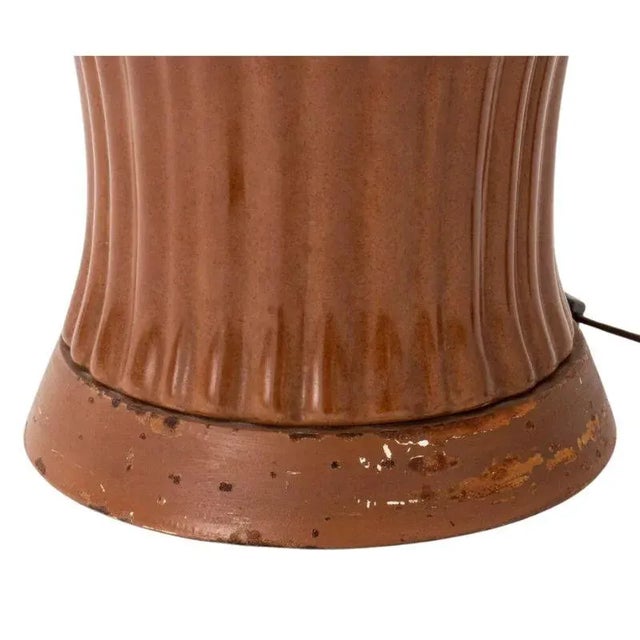 Christopher Spitzmiller, Inc Pair of Christopher Spitzmiller Style Chocolate Brown Ceramic Lamps For Sale - Image 4 of 4