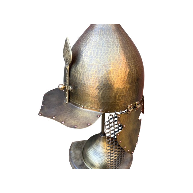 Hand Hammered Brass Warrior Helmet For Sale - Image 4 of 13