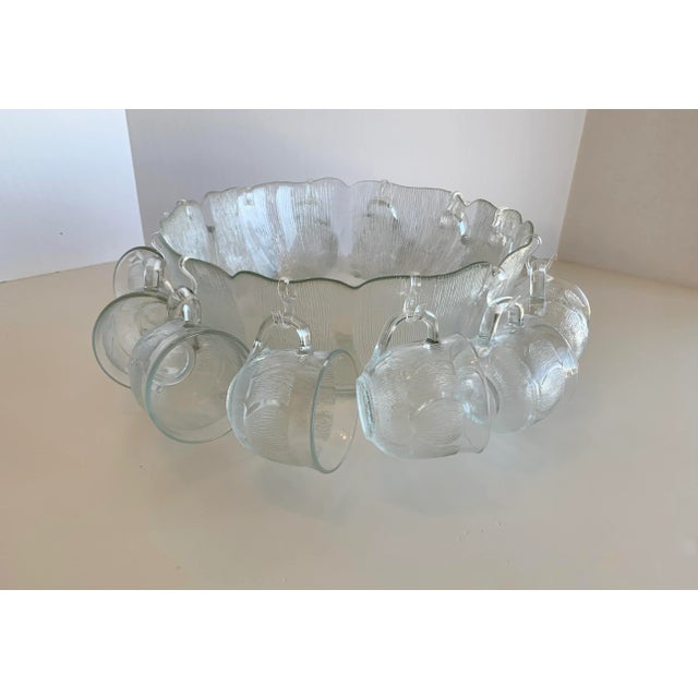 French Vintage French Holiday Punch Bowl With 12 Punch Cups, and Ladle -14 Pieces For Sale - Image 3 of 10