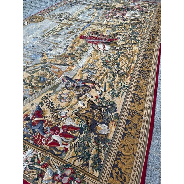 Textile Aubusson Style Jacquard Tapestry, 1980s For Sale - Image 7 of 18
