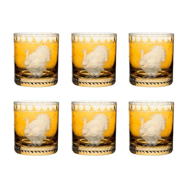 Contemporary ARTEL Staro Barnyard Turkey Small Tumbler Glass, Set of 6, Amber For Sale - Image 3 of 3