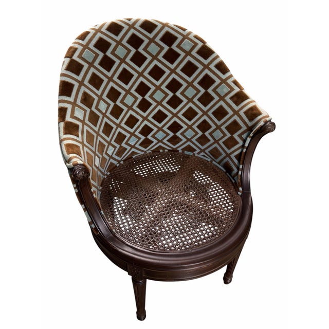 1990s Louis XVI Style Upholstered Swivel Chair For Sale In Los Angeles - Image 6 of 6