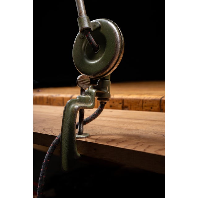Metal Vintage Industrial Articulating Table Mount Task Lamp For Sale - Image 7 of 11