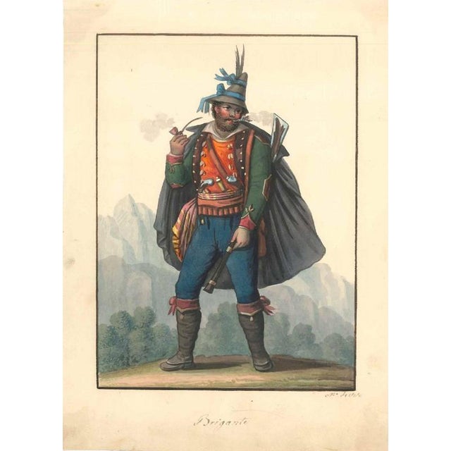 Michela De Vito, Brigante Watercolor on Ivory Paper, 1820, Watercolor For Sale
