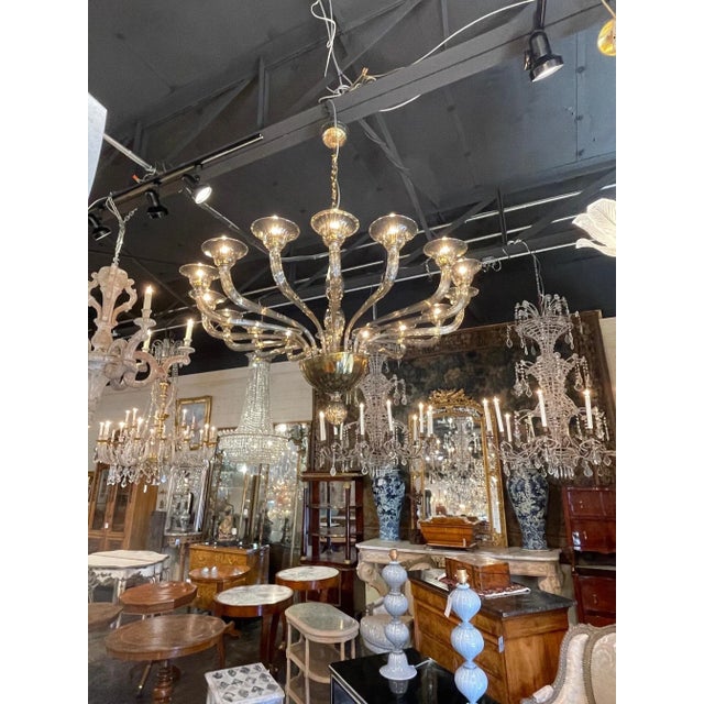 Mid-Century Modern Large Scale Murano Glass 16 Light Modern Chandelier For Sale - Image 3 of 10