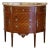 Mid-Century French Louis XVI Marble Top Carved Walnut Demilune Commode Chest For Sale