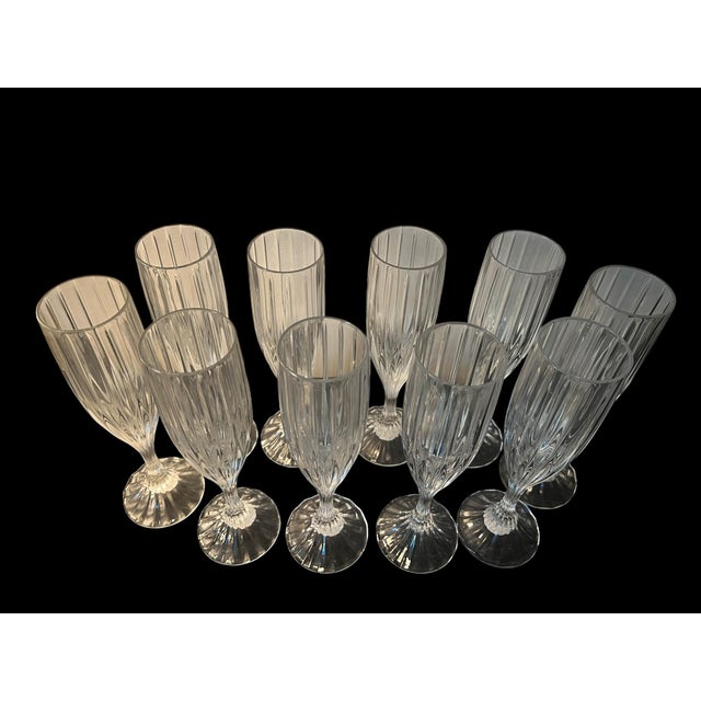 1990s 1990s French Mikasa Crystal Champagne Flutes - Set of 10 For Sale - Image 5 of 6