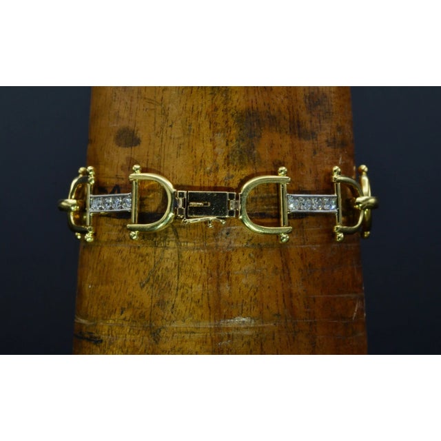 The Monarch Beach: Two Tone Horse Bit Bracelet With Diamonds For Sale In Philadelphia - Image 6 of 10